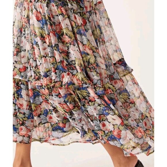 Anthropologie The Marais Printed Chiffon Maxi Dress Floral Sheer Overlay L - Picture 6 of 15